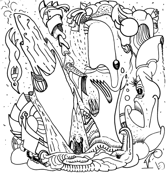 Dibujo a tinta de trazos libres para el trabajo final de grado.