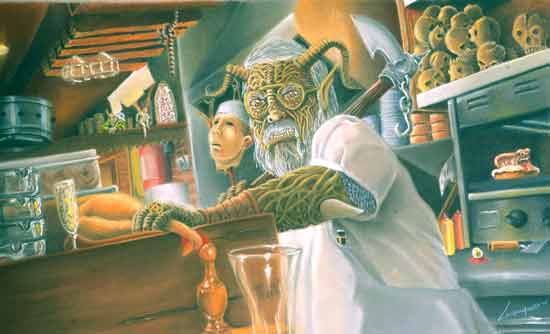 Imagen del Ogro llamado Guillermo en su puesto de trabajo (una cocina).