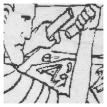 Detalle a lápiz de una viñeta de la página 1.