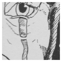 Detalle a lápiz de una viñeta de la página 1.