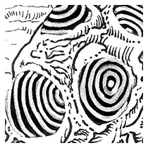 Detalle de una viñeta a tinta negra y acrílico blanco.