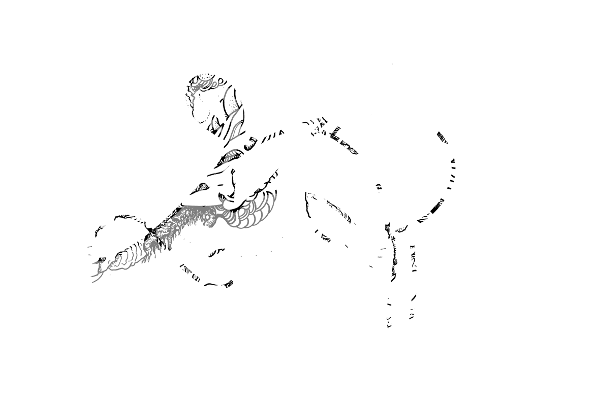 trazos con imágenes que conforman el logotipo de la sección dibujo. 